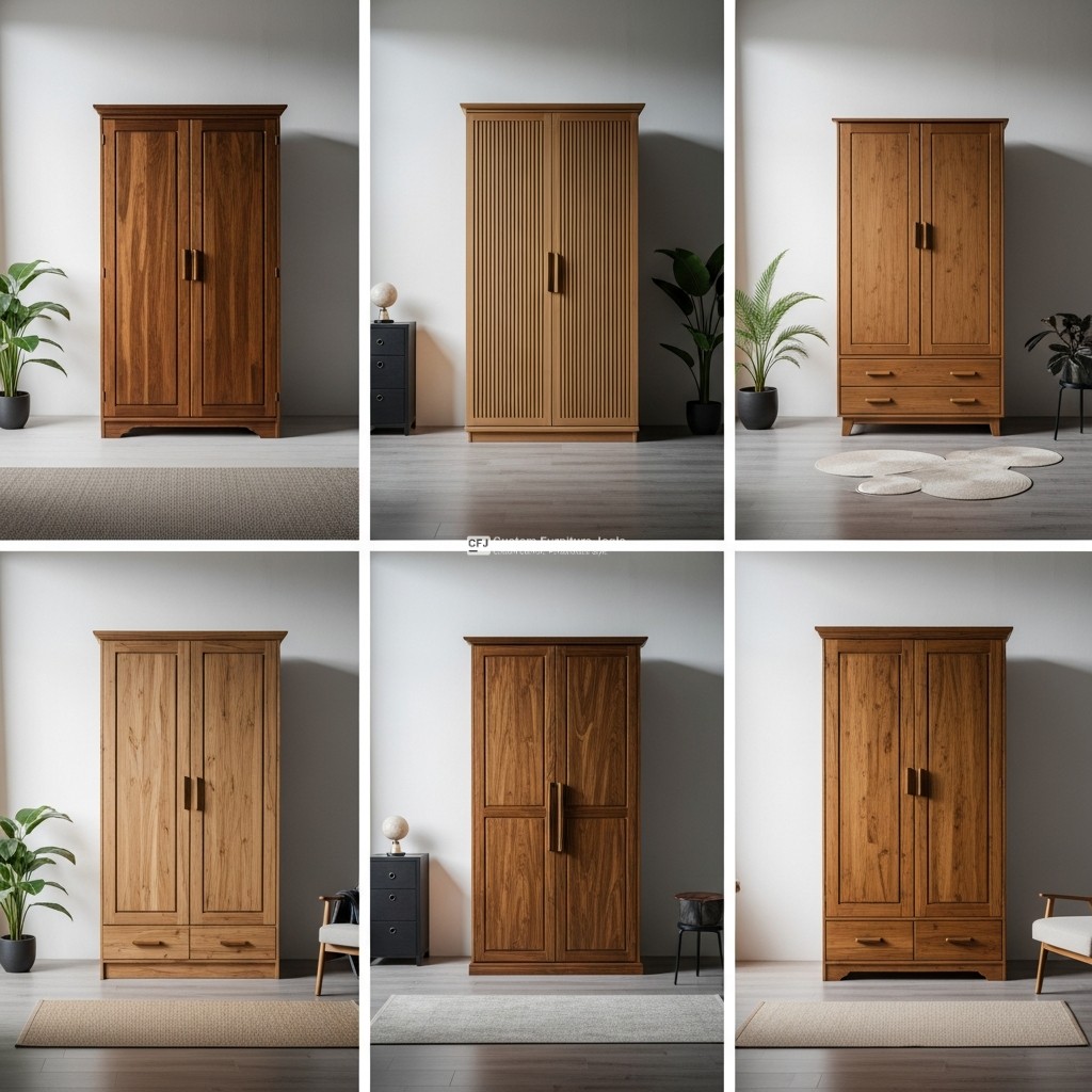 Lemari dengan Aksen Kayu Alami